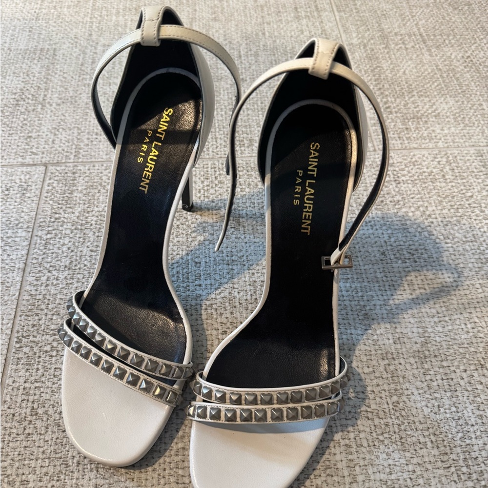 Saint Laurent White Studded Heels